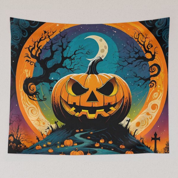 Item preview, Spooky Pumpkin Scene Under the Halloween Moon designed and sold by GrizzlyCollective.