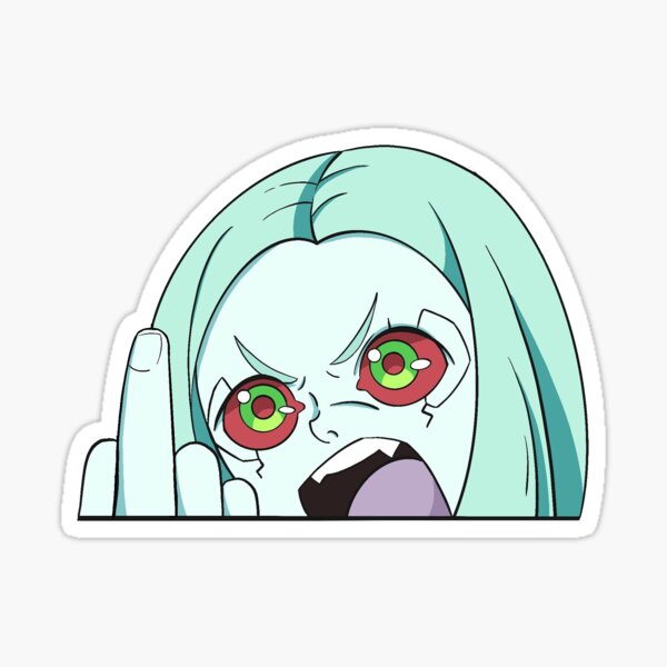 Vista previa del artículo con la obra «Rebecca Finger pegatina cyberpunk pegatinas cyberpunk cyberpunk anime peeker pegatina cyberpunk edgerunners Pegatina», diseñado y vendido por KamkamVI.