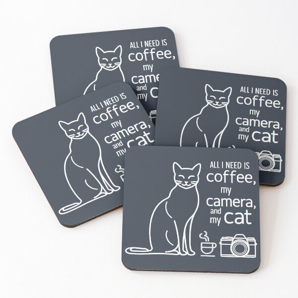 Item preview, All I Need is Coffee, My Camera, and My Cat – Minimalist Cat Lover Design designed and sold by brindled.