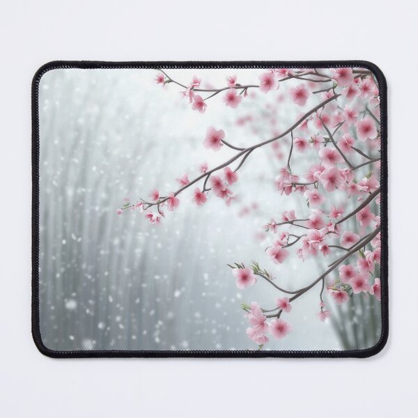 Item preview, Japanese Cherry Blossoms in the Snow - Poetic Illustration of Nature designed and sold by pixal-shop.
