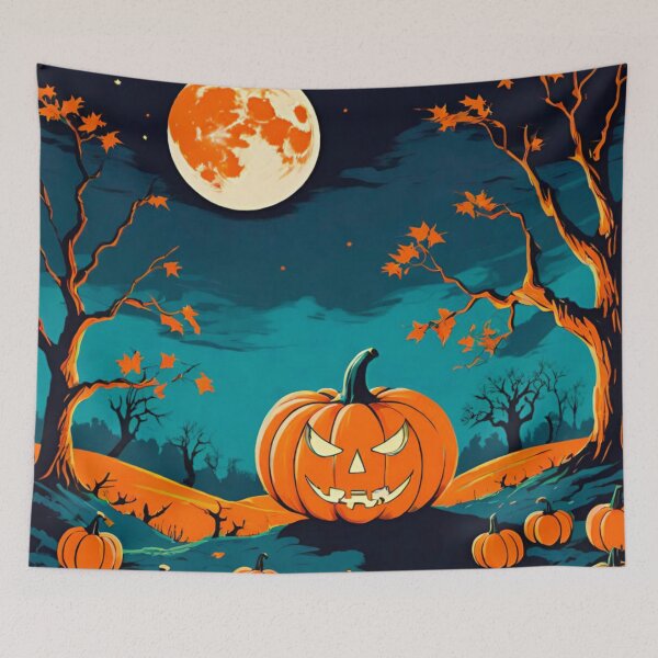 Item preview, Spooky Halloween Night with Glowing Pumpkins designed and sold by GrizzlyCollective.