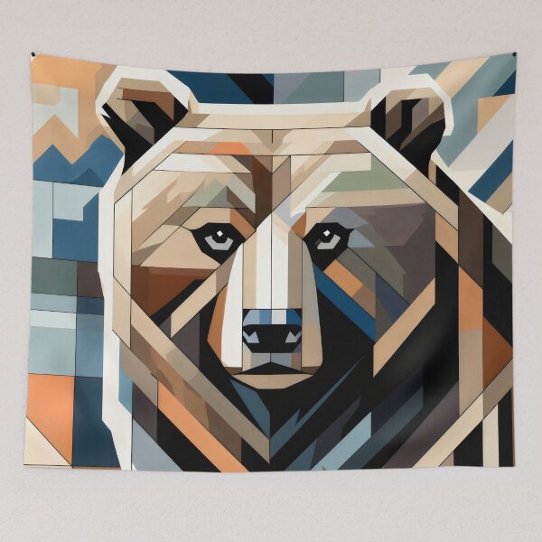 Item preview, Cubist Bear Hunting designed and sold by GoldenPattern.