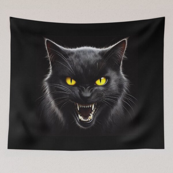 Item preview, Snarling Black Cat with Yellow Eyes designed and sold by Sunrise427.