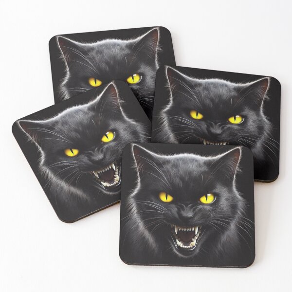 Item preview, Snarling Black Cat with Yellow Eyes designed and sold by Sunrise427.