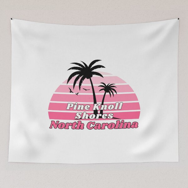 Item preview, Retro Pine Knoll Shores Beach North Carolina Palm Tree at Sunset designed and sold by karmdaf.