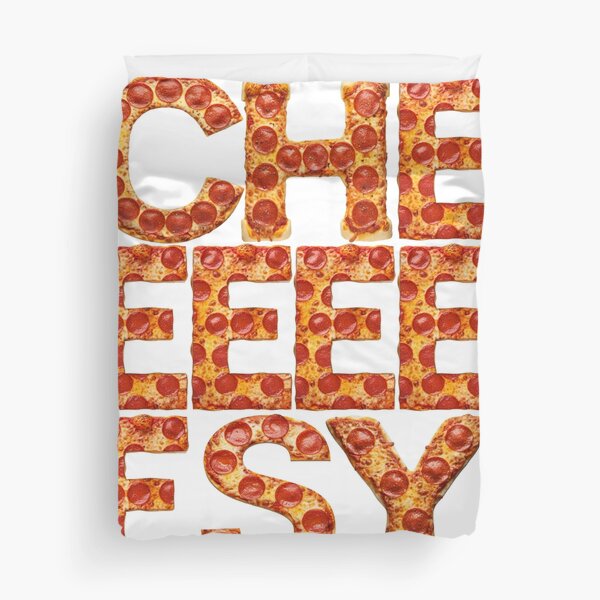 CHEESY PIZZA WORDS Duvet Cover