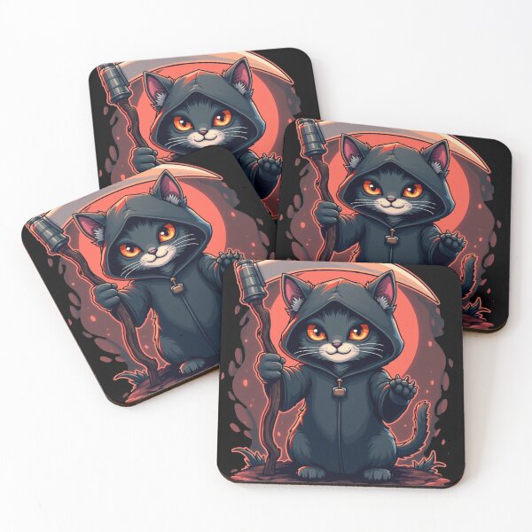 Item preview, Adorable Kitten Grim Reaper - Cute and Spooky Design designed and sold by FunnyFarmDesign.