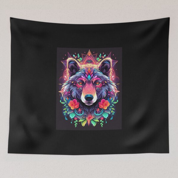Item preview, "Vibrant Colorful Wolf Artwork – Bold and Majestic Wall Decor" designed and sold by DarkEmporium20.