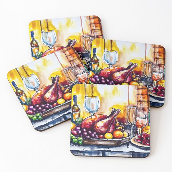 Item preview, Fruits Vegetables and Wine Bottles with Roasted Turkey for Lively Thanksgiving Table Setting AI Generated designed and sold by OlfactoART Studio.
