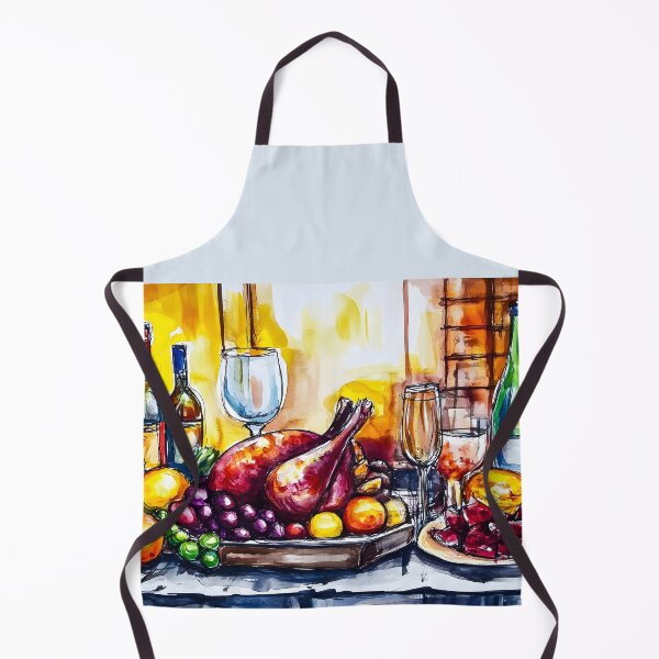 Item preview, Fruits Vegetables and Wine Bottles with Roasted Turkey for Lively Thanksgiving Table Setting AI Generated designed and sold by OlfactoART Studio.
