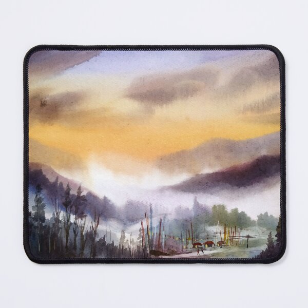 Item preview, Sunset Himalaya Mountain watercolor painting designed and sold by SamirArt.