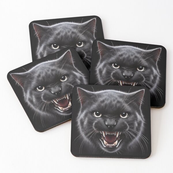 Item preview, Snarling Black Cat with White Eyes designed and sold by Sunrise427.
