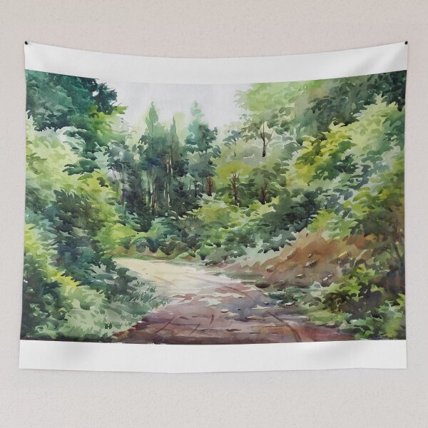Item preview, Lonely Forest road - watercolor on paper painting  designed and sold by SamirArt.