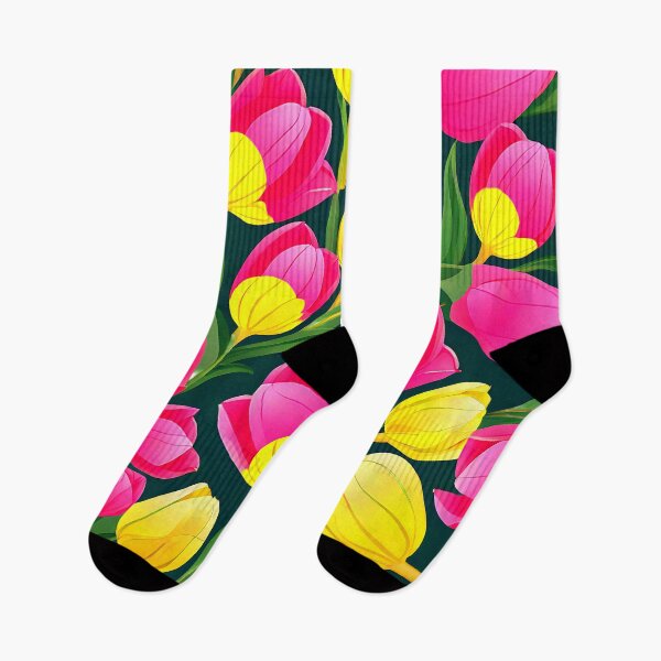 Item preview, A playful combination of bright pink, yellow, and green tulips designed and sold by Tchoice.