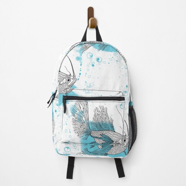 Item preview, Exotic fish on light blue watercolor background seamless pattern designed and sold by ZoeaDesign.