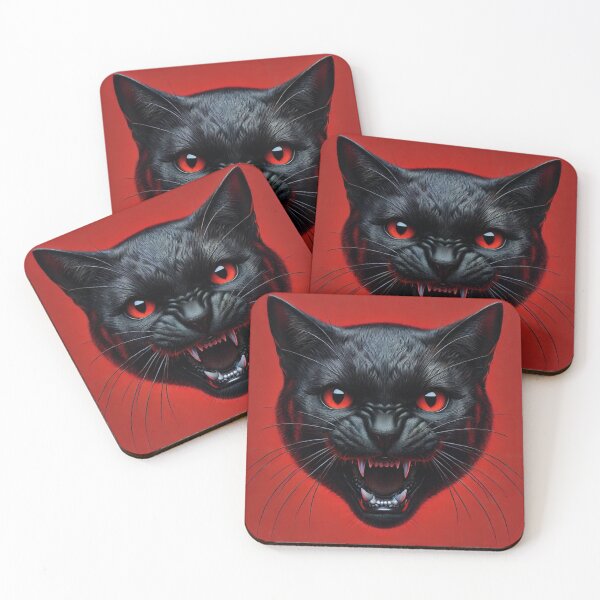 Item preview, Black Cat with Red Eyes on Red designed and sold by Sunrise427.