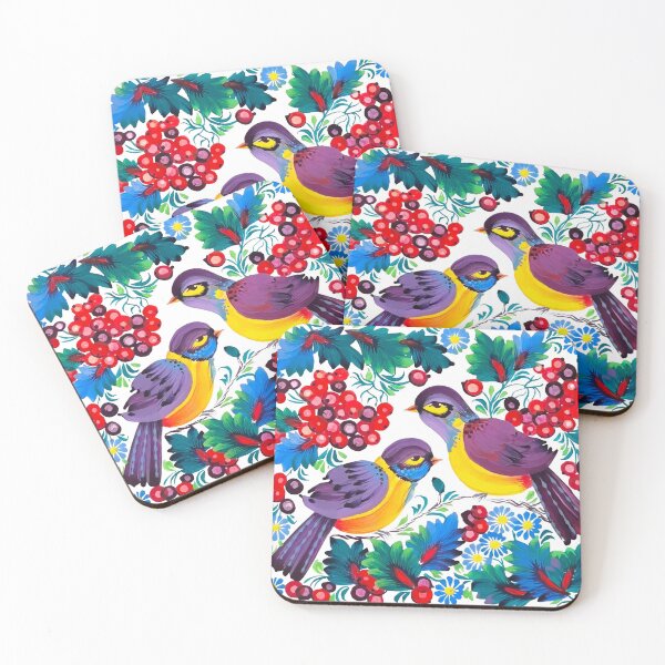 Item preview, 2 titmouses on a branch Petrykivka style designed and sold by ZamriiArt.