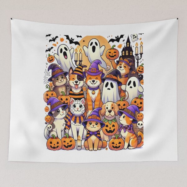 Item preview, Charming Halloween Pets in Costumes – Cute Dogs and Cats Art designed and sold by Plazacore.