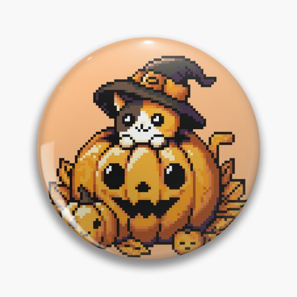 Aperçu de l'œuvre Chat sorcière citrouille d'Halloween créée et vendue par KassiopeDesign.