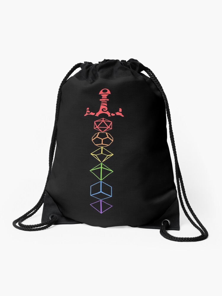 Thumbnail 1 of 3, Drawstring Bag, Rainbow Dice Sword Tabletop RPG Gaming designed and sold by pixeptional.
