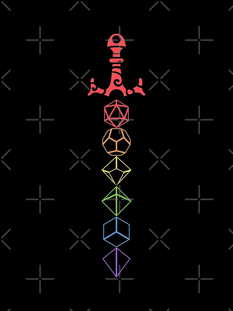 Rainbow Dice Sword Tabletop RPG Gaming by pixeptional