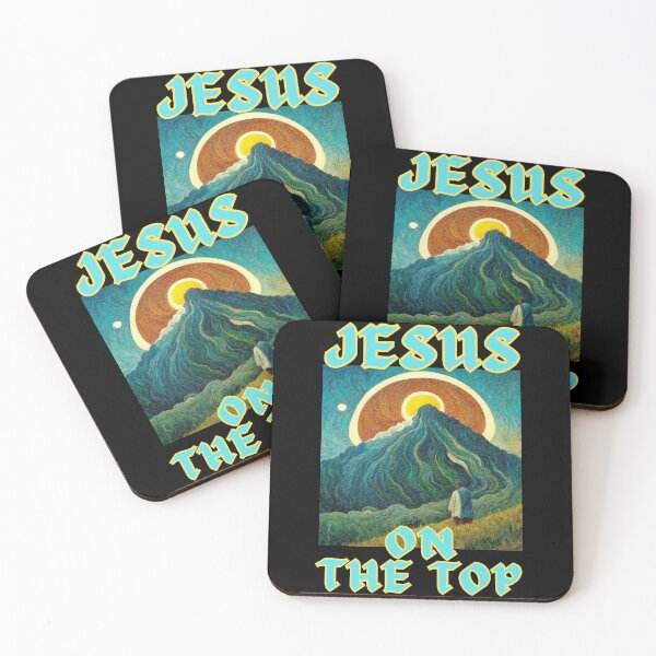 Item preview, Jesus on the top with mountain and sun, artistic happy cute christian autumn gifts  designed and sold by thankful-loco.