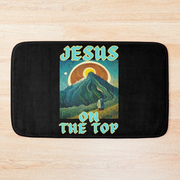 Item preview, Jesus on the top with mountain and sun, artistic happy cute christian autumn gifts  designed and sold by thankful-loco.