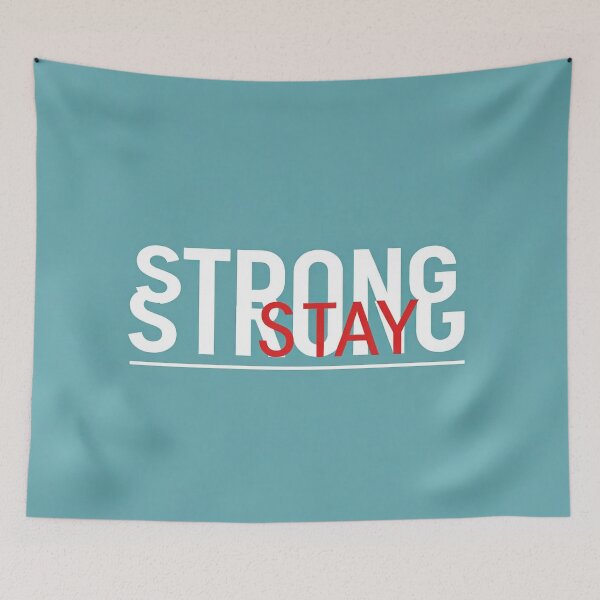 Item preview, "A graphic design with the word 'STRONG' repeated in bold, white letters, with a red 'STAY' overlapping." designed and sold by Omar-mo24.