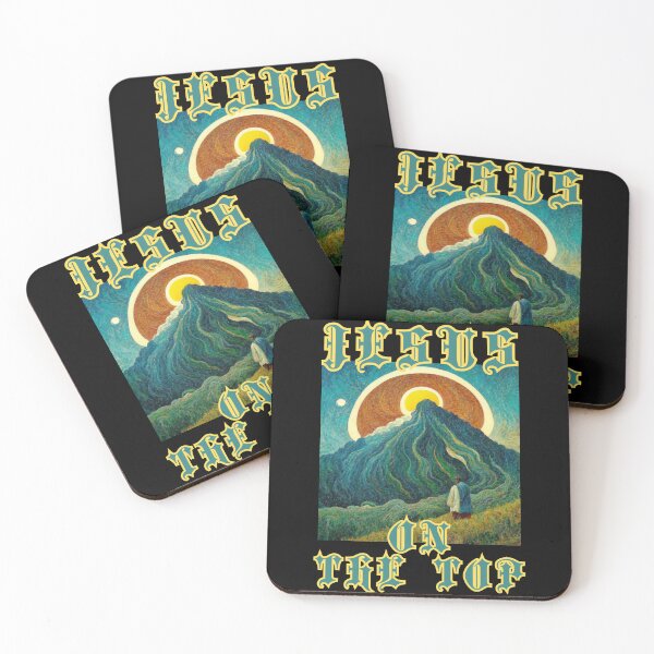 Item preview, Jesus on the top with mountain and sun, happy cute christian epic autumn gifts  designed and sold by thankful-loco.