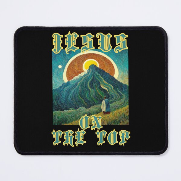 Item preview, Jesus on the top with mountain and sun, happy cute christian epic autumn gifts  designed and sold by thankful-loco.