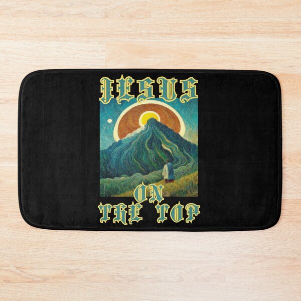 Item preview, Jesus on the top with mountain and sun, happy cute christian epic autumn gifts  designed and sold by thankful-loco.