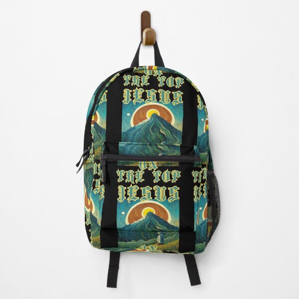 Item preview, Jesus on the top with mountain and sun, happy cute christian epic autumn gifts designed and sold by thankful-loco.