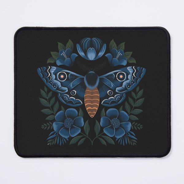 Item preview, Dark blue moth - gothic floral feminine girly goth night girlie botanical flowers designed and sold by Fantasy Cache.