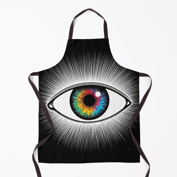 Item preview, a striking and bold white design featuring a bold, black illustration of a stylized eye surrounded by a vibrant, colorful aura: designed and sold by Omar-mo24.