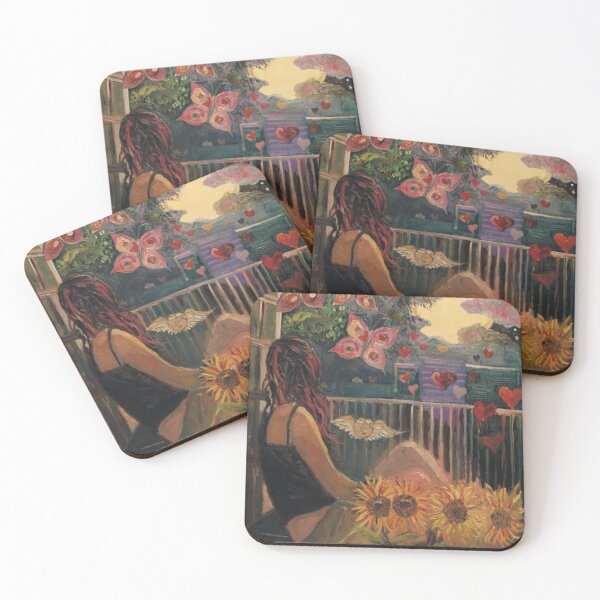 Item preview, Girl with sunflowers and buterfy designed and sold by Michał Ogiński.