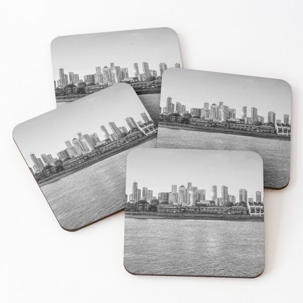 Item preview, London City skyline Canary Wharf Greenwich black and white designed and sold by santoshputhran.