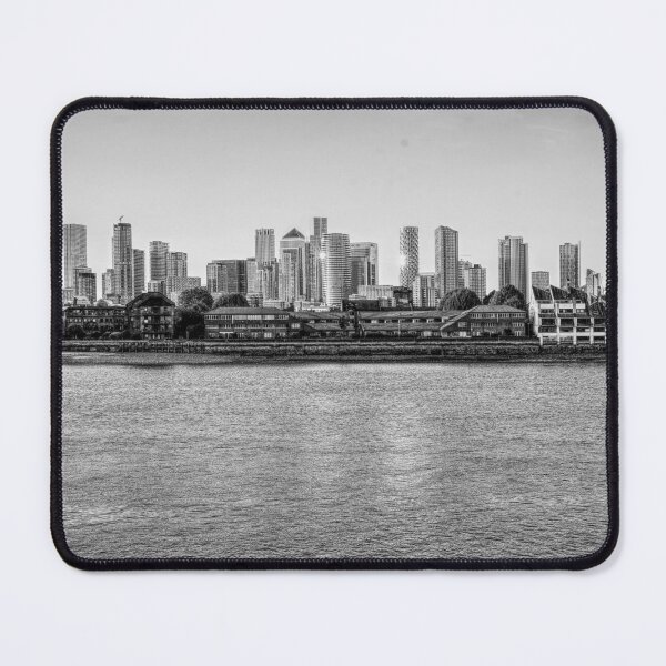 Item preview, London City skyline Canary Wharf Greenwich black and white designed and sold by santoshputhran.