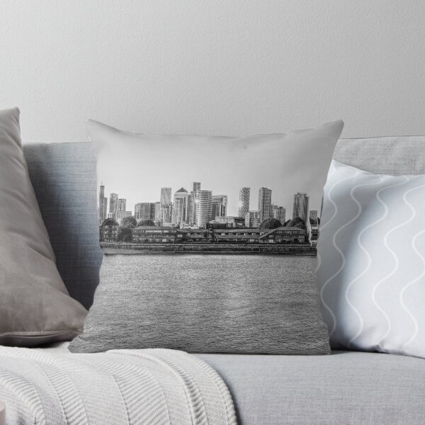 Item preview, London City skyline Canary Wharf Greenwich black and white designed and sold by santoshputhran.