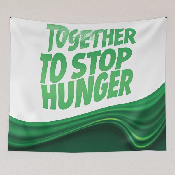 Item preview, the phrase 'TOGETHER TO STOP HUNGER' printed in green letters, with a green wave design below." designed and sold by Omar-mo24.