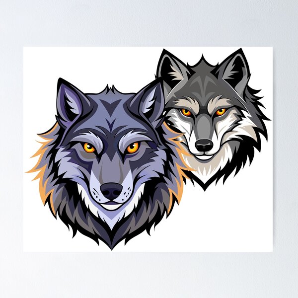 Item preview, Faces of 2 wild wolves designed and sold by flashcompact.