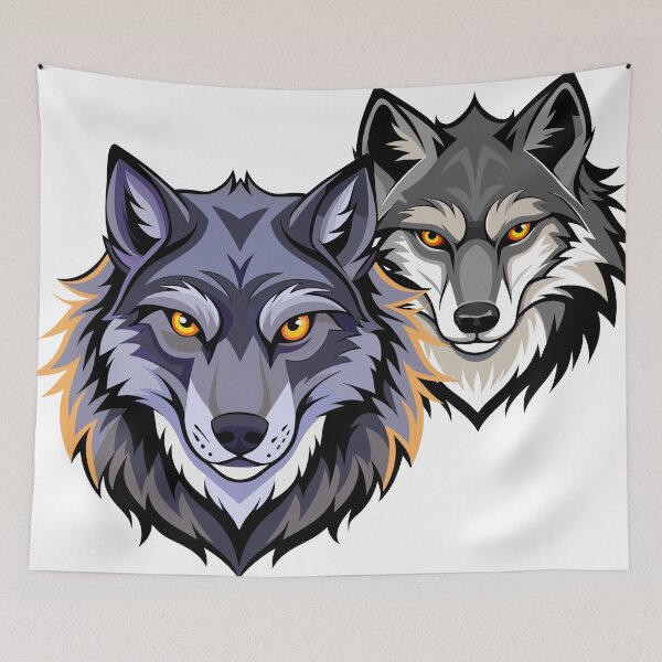 Item preview, Faces of 2 wild wolves designed and sold by flashcompact.