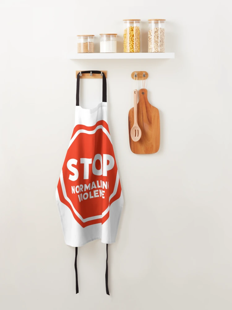 Thumbnail 4 of 6, Apron, Stop normalizing violence  designed and sold by Rachel the Artist .