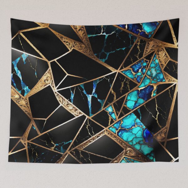 Item preview, PATTERN 043- BLACK DARK MARBLE STONE - Gift items and personal use / Marble, Green, Black, Gemstone, Gold,  Dark, Streaks, Velvet, Abstract, Broken Glass,  Art designed and sold by LumDesignArt.
