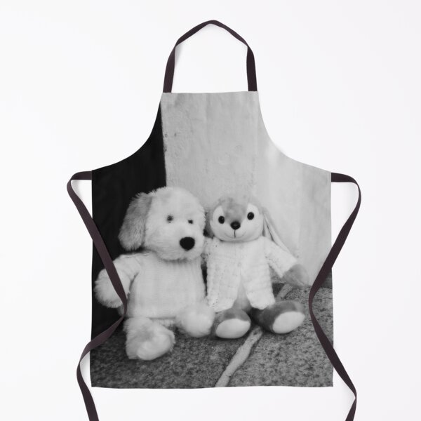 Item preview, BLACK AND WHITE PHOTOGRAPHY - PLUSH TOYS - A DOG AND A RABBIT SITTING AT CHURCH STEP - ENTRANCE - SPENTRUP CHURCH - SPENTRUP DENMARK. designed and sold by Most1234.