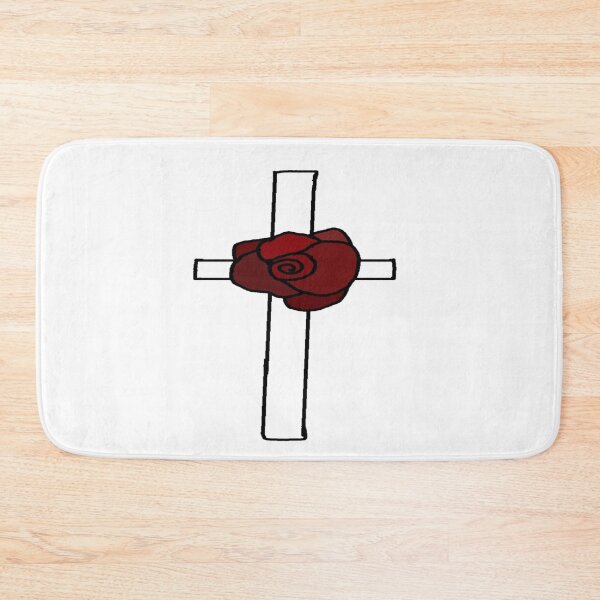 Item preview, Beautiful White Cross With Red Rose designed and sold by Rainbowland123.
