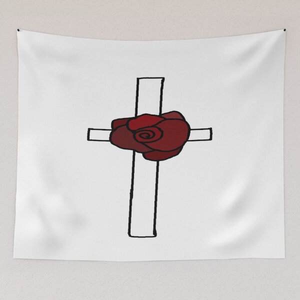 Item preview, Beautiful White Cross With Red Rose designed and sold by Rainbowland123.