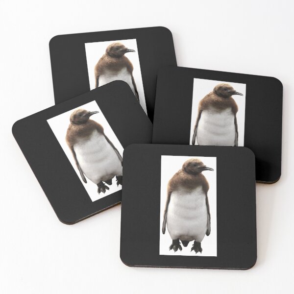 Item preview, Cute Standing King Penguin Chick Boxed (Black Background) designed and sold by SBPenguins.