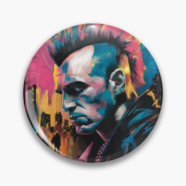 Item preview, "Punk Rock Rebel" Cinematic Painting – Vibrant Mohican & Cityscape designed and sold by paulo silveira.
