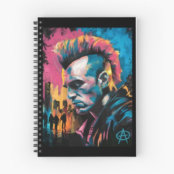 Item preview, "Punk Rock Rebel" Cinematic Painting – Vibrant Mohican & Cityscape designed and sold by paulo silveira.