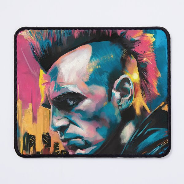 Item preview, "Punk Rock Rebel" Cinematic Painting – Vibrant Mohican & Cityscape designed and sold by paulo silveira.